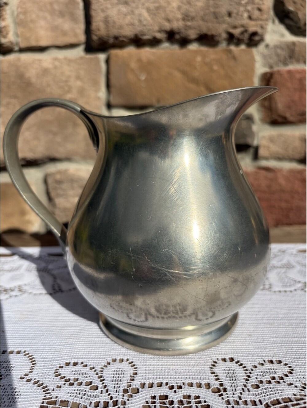 Vintage Royal Holland Pewter Water Pitcher w/ Ice Guard KMD Tiel Daalderop 6"